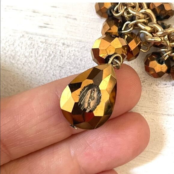 Copper tone beaded statement necklace and earrings set - Picture 5 of 13